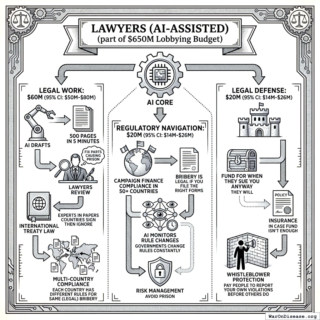 Legal budget: $100 million for AI-assisted lawyers with 95 percent confidence intervals. The intervals represent how wrong the lawyers might be. Unlike human lawyers, the AI admits it’s guessing.