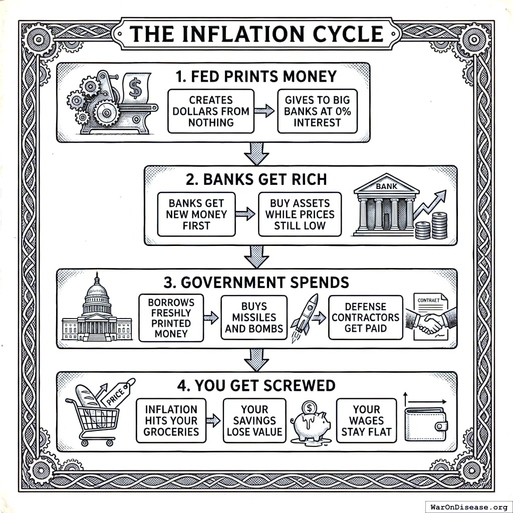 New money goes to banks first. Price increases go to everyone else last. It’s a queue, and you’re at the back.