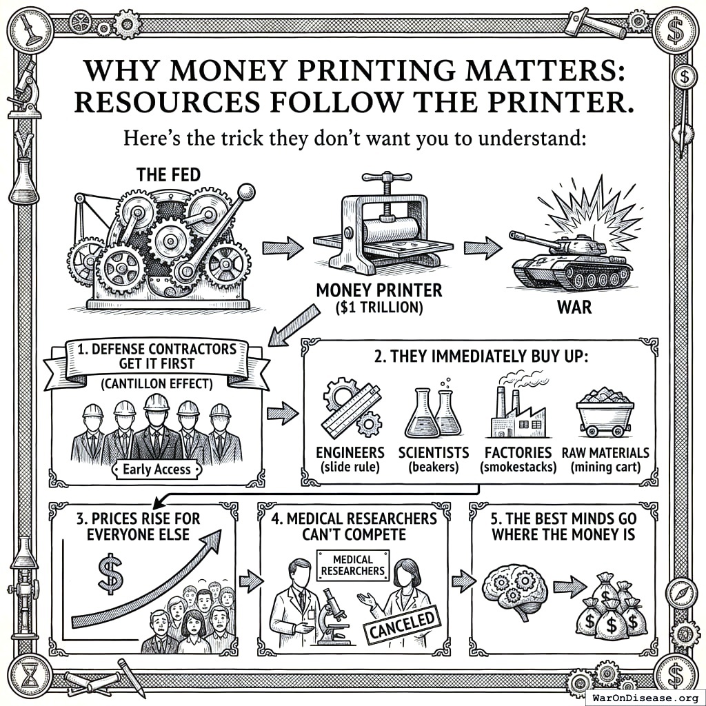 Smart people go where the money is. The money is in weapons. Then you wonder why nobody’s curing your diseases.