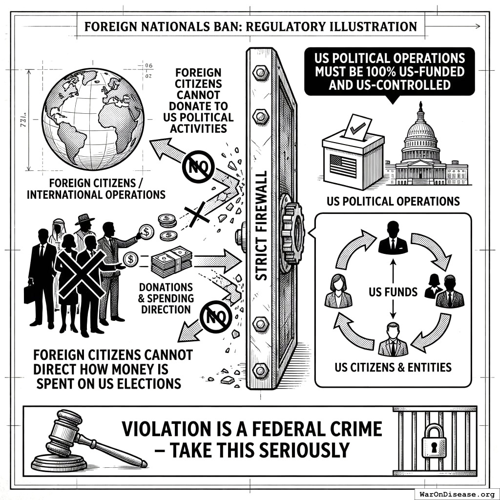 American politics for American money only. Foreign money waits outside like a sad puppy.