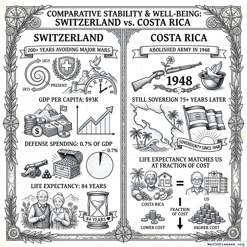 Switzerland and Costa Rica spend a fraction on military and somehow aren’t dead. Curious.