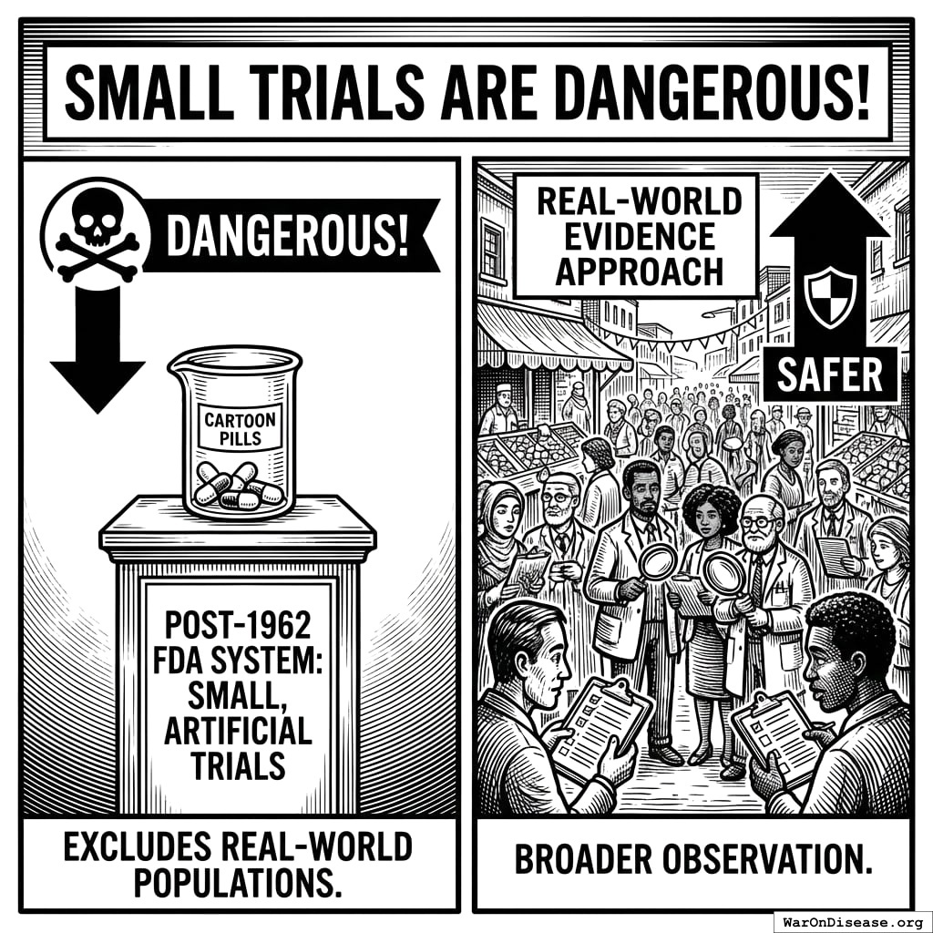 Phase III: 3,000 patients. Post-approval: millions. A 1-in-10,000 adverse event is invisible in the first group and very visible in the second.