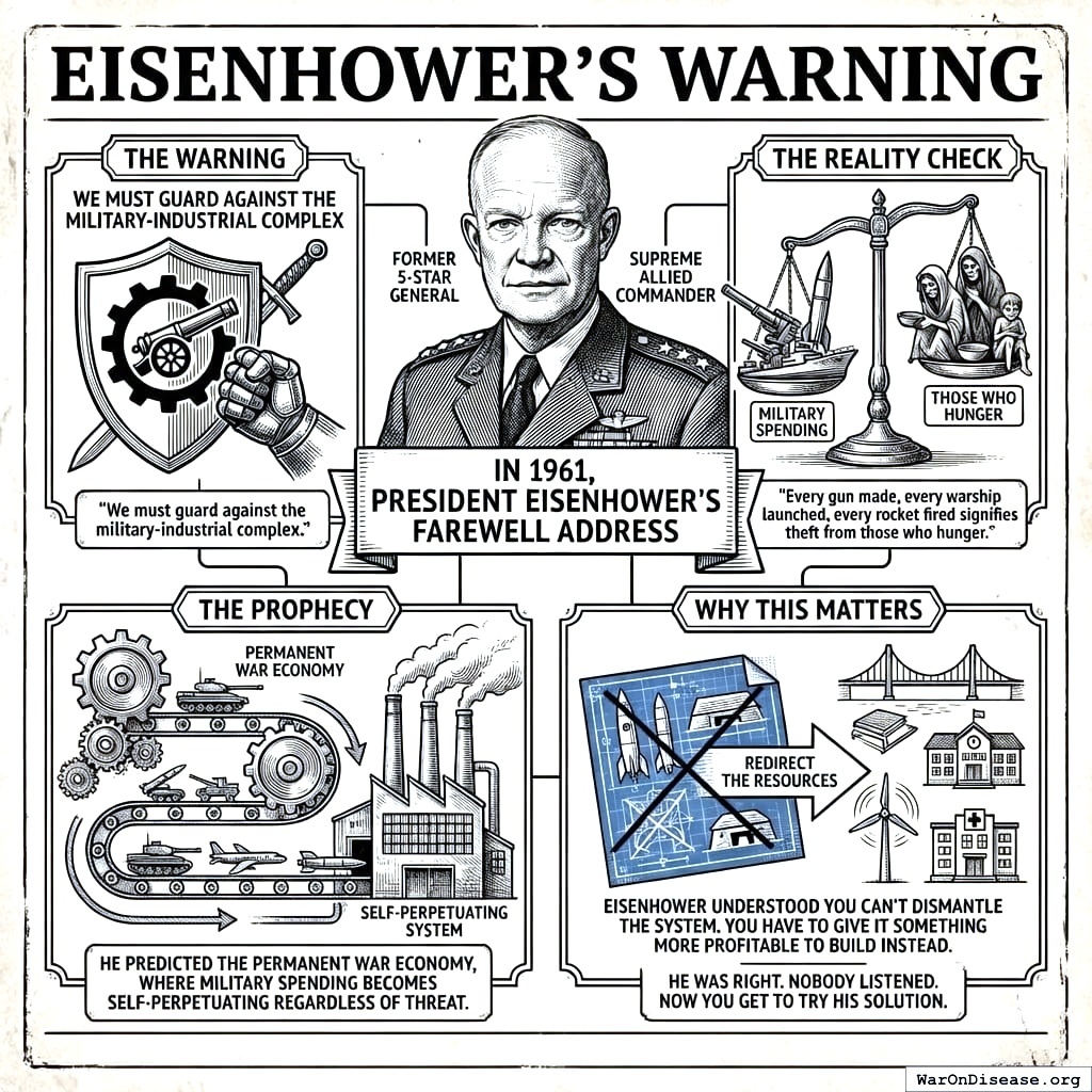 Every bomber built is a hospital not built, said the five-star general. Then everyone ignored him and built more bombers. He knew how these things go.