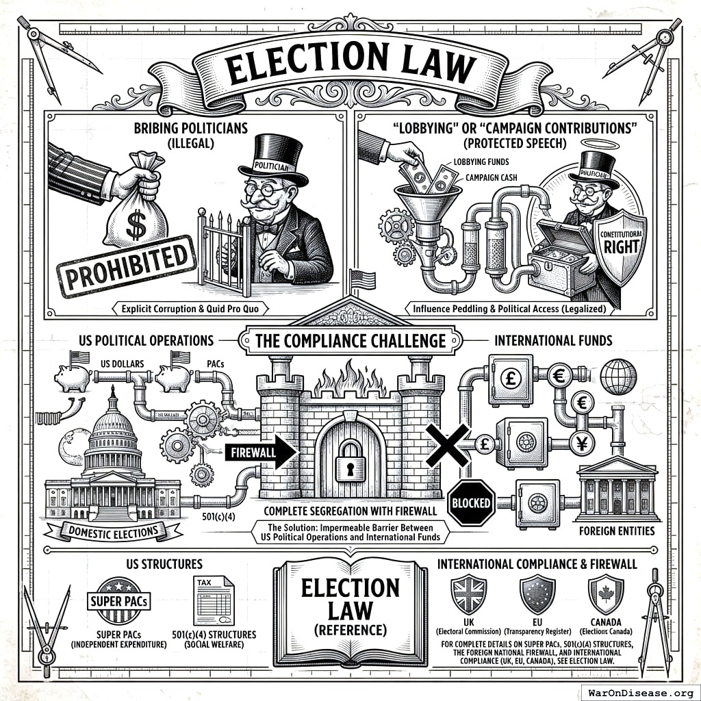 Foreign money stays over there. American money stays over here. If they touch, the FEC explodes.
