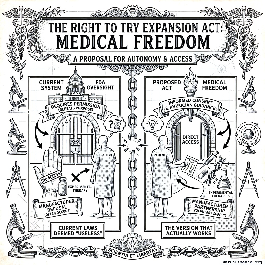 Current process: fill out forms until you die. Proposed process: try the medicine.