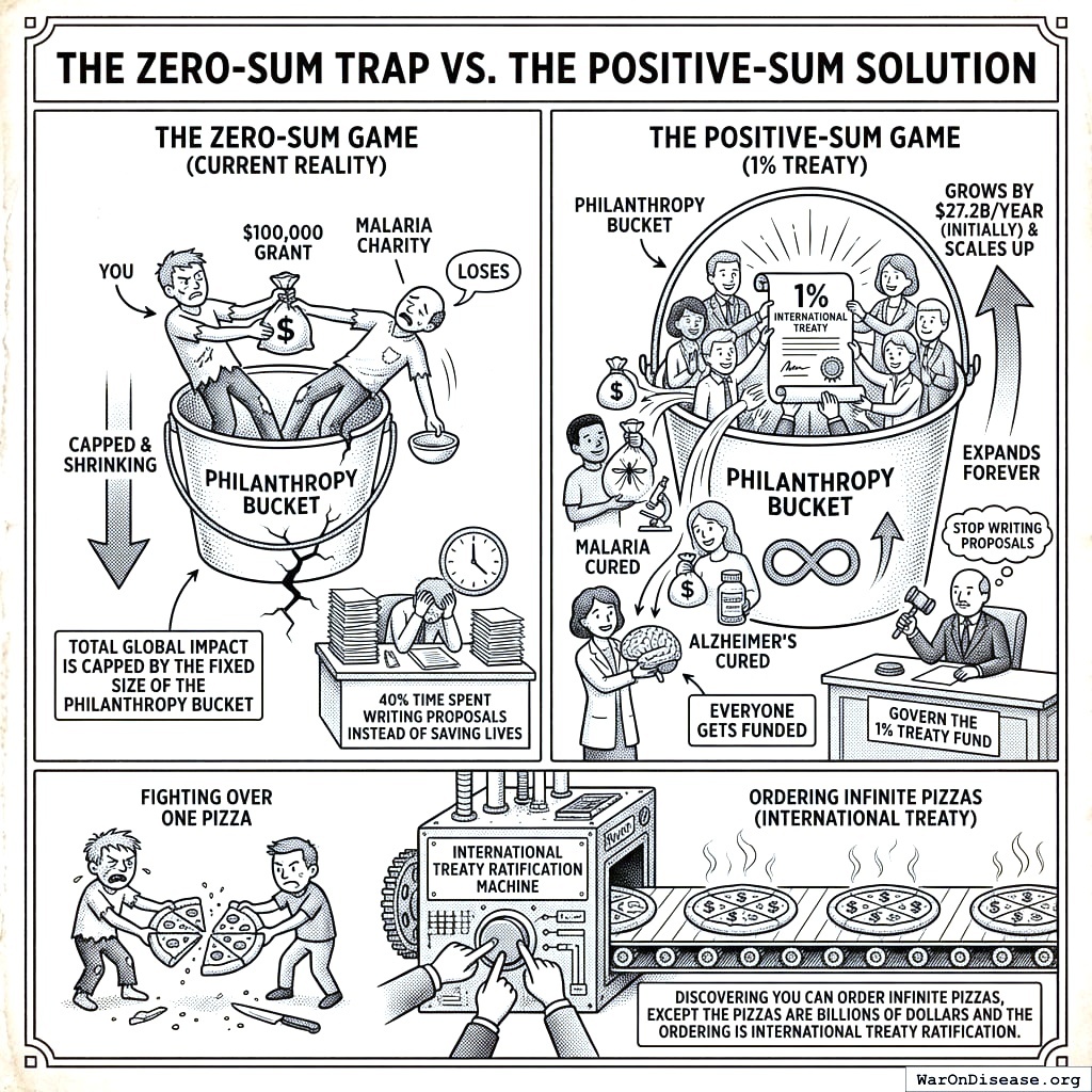 Current system: everyone fights over one bucket. New system: bucket gets bigger, everyone stops fighting. You needed a diagram for this.