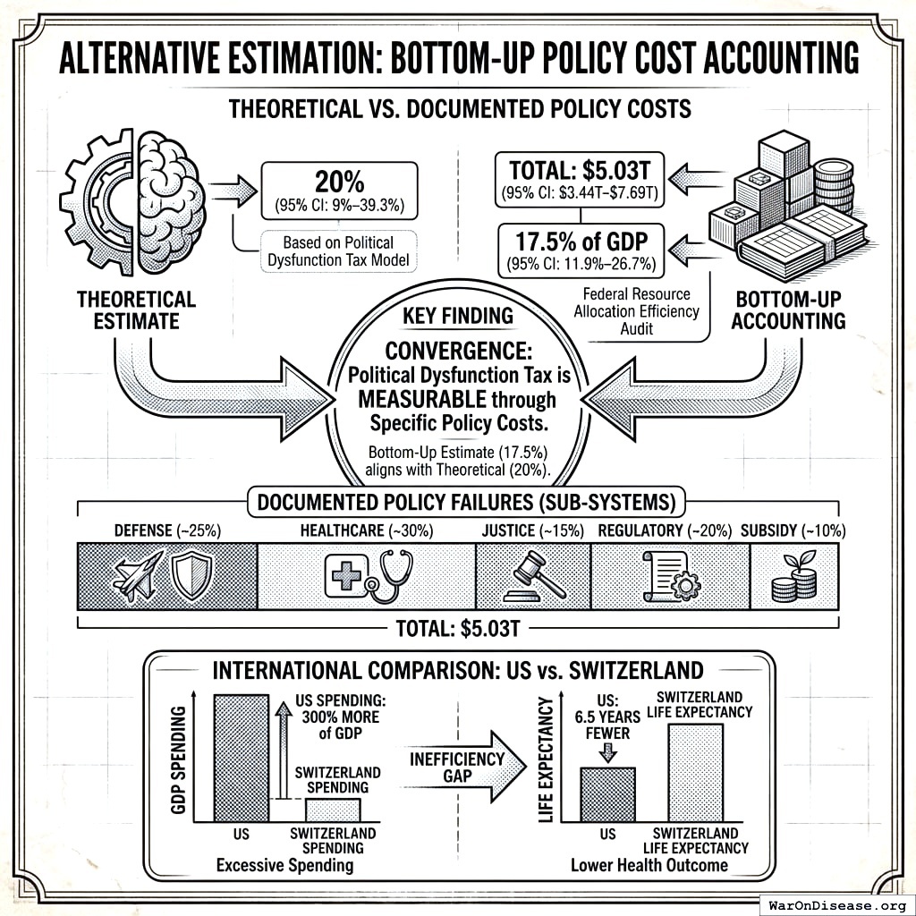 How America wastes money, by category. Healthcare, military, regulations, taxes, housing. It’s like a pie chart of inefficiency, and every slice is surprisingly large.
