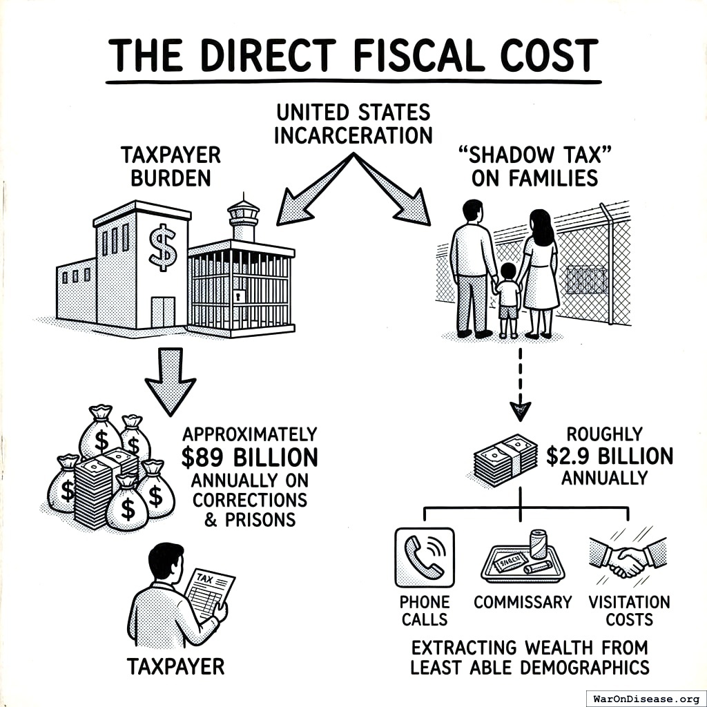 The government spends 89 billion dollars on prisons. Then charges prisoners’ families another 3 billion to talk to them. Monetizing sadness, very efficient.