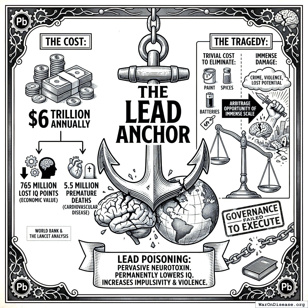 Lead poisoning costs 6 trillion dollars a year. Removing the lead costs almost nothing. You’re keeping the poison because the poison is already there.