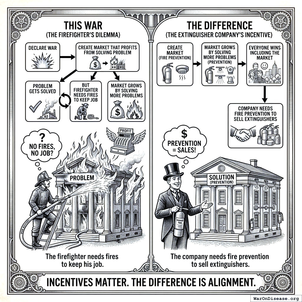 On the left, you pay doctors when people are sick. On the right, you pay them when people get better.