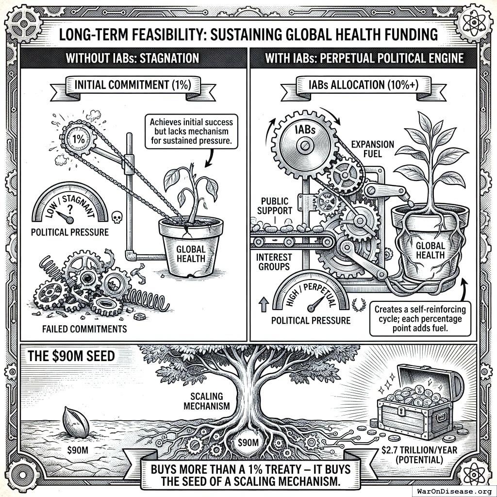 Path one: treaty fizzles. Path two: financial incentives make it grow to $2.7 trillion like compound interest for not dying.