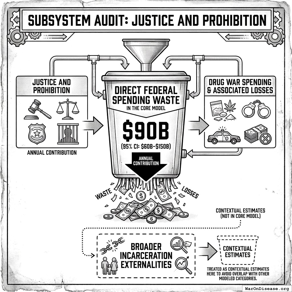 You spend $90 billion a year locking people up for drugs. Maybe $60 billion. Possibly $150 billion. Nobody’s counting carefully.