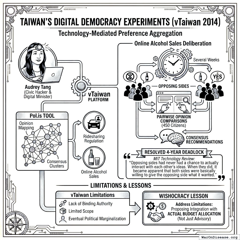 Taiwan used pairwise comparisons to find consensus on Uber regulation. It worked. Democracy upgraded from shouting match to intelligent conversation.